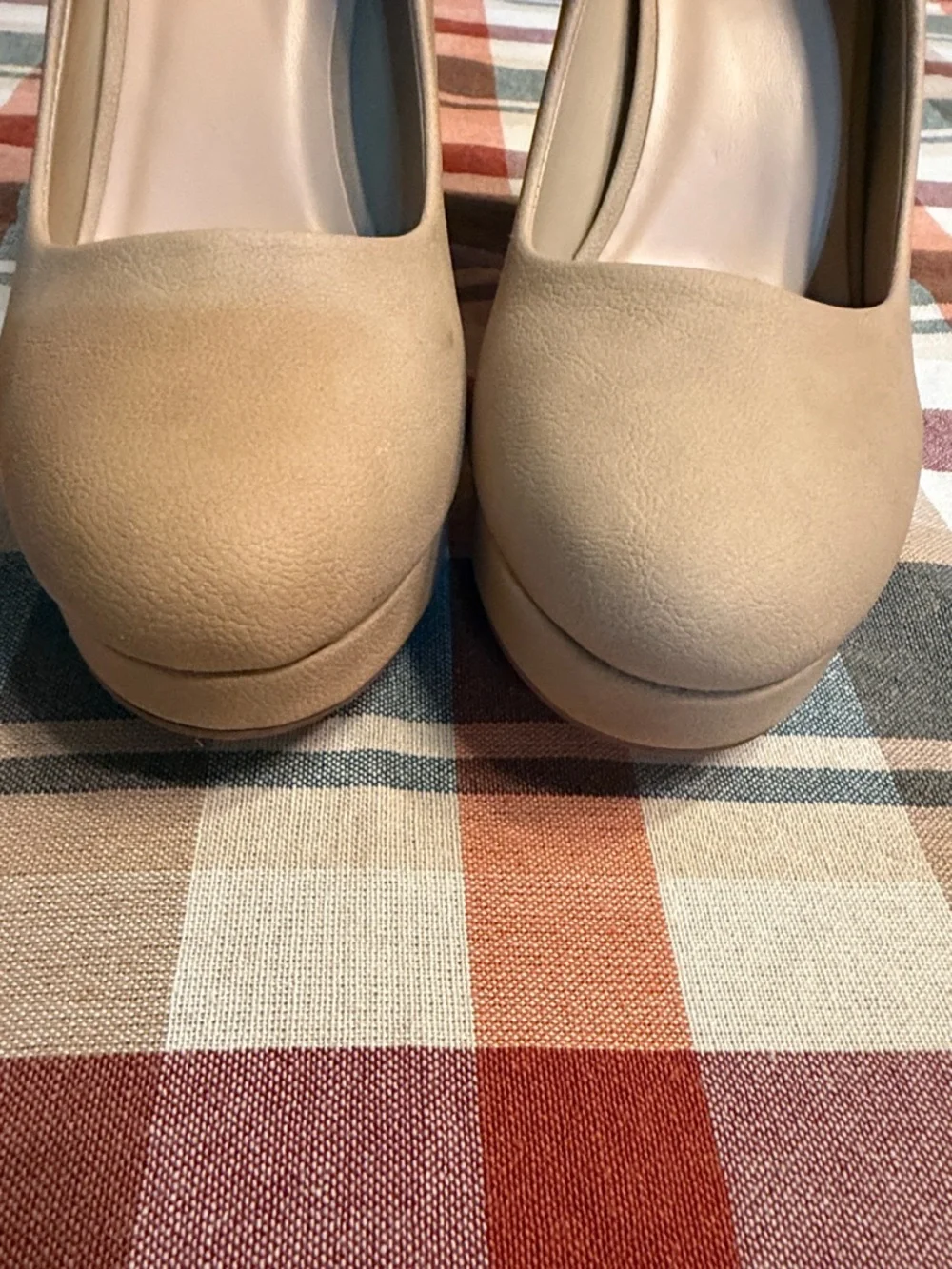 Women's Platform Block Heel Pumps in Taupe